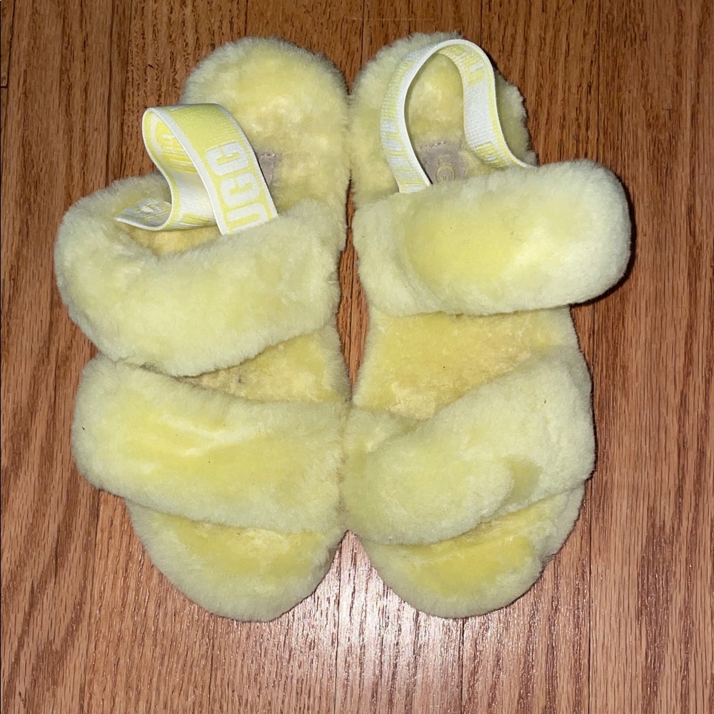 UGG Fluffy Yellow Sandals for Women